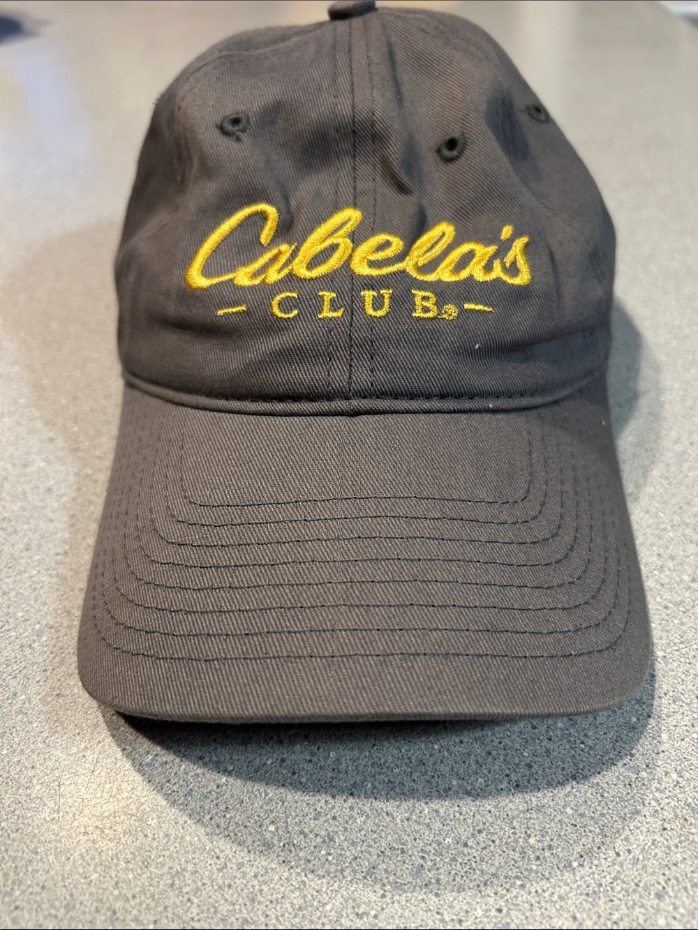 Cabela's Gray Baseball Cap with Yellow Embroidered Logo